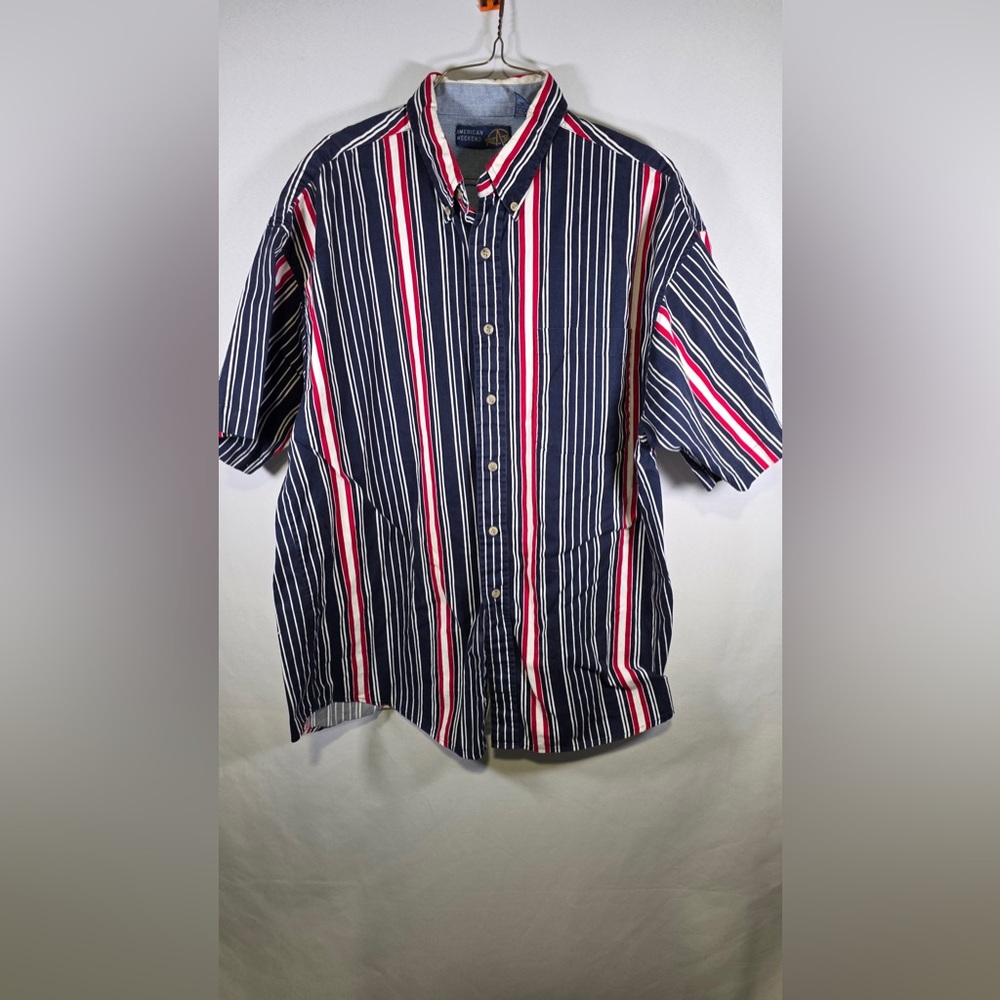 American Weekend Men’s Short Sleeve Button Front Shirt Size XL 100% Cotton